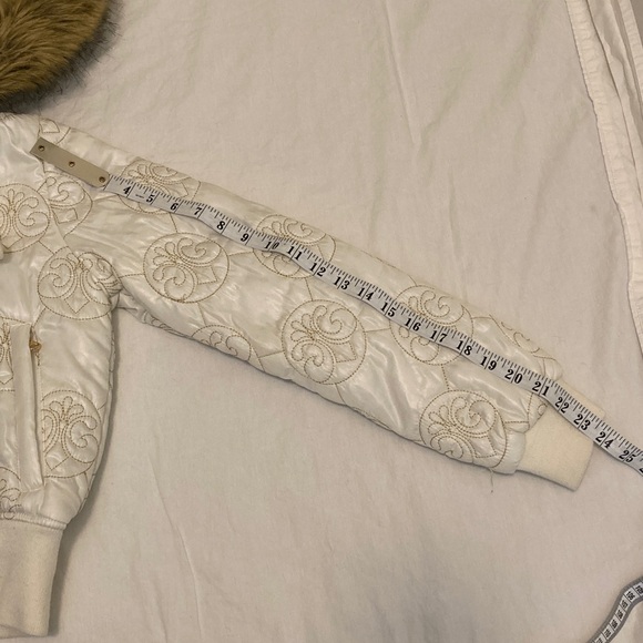 Dereon Cream Quilted Puffer Jacket with Faux Fur Hood - Picture 14 of 14